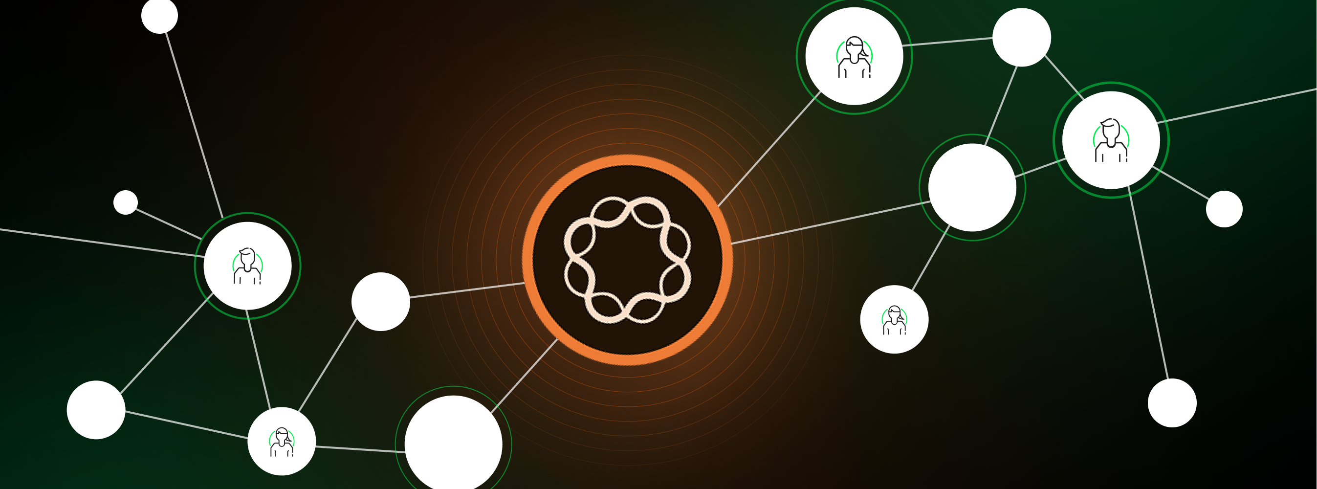 Grafika przedstawiająca sieć ikon symbolizujących użytkowników połączonych z centralnym logo Adobe Experience Manager (AEM). Ilustracja wizualizuje zarządzanie dostępami w AEM, podkreślając integrację z innymi systemami, elastyczność oraz możliwość kontrolowania uprawnień użytkowników na różnych poziomach. Sieć symbolizuje centralizację zarządzania w usłudze w chmurze oraz możliwość tworzenia spersonalizowanych doświadczeń dzięki precyzyjnemu zarządzaniu treścią i dostępami. Styl grafiki nawiązuje do zaawansowanych narzędzi CMS. Grafika podkreśla różnice w interfejsie użytkownika, elastyczności oraz potrzebie specjalistycznej wiedzy technicznej. Ilustracja symbolizuje zarządzanie stroną internetową i dostosowanie do różnych grup użytkowników, w zależności od wybranego modelu wdrożenia.