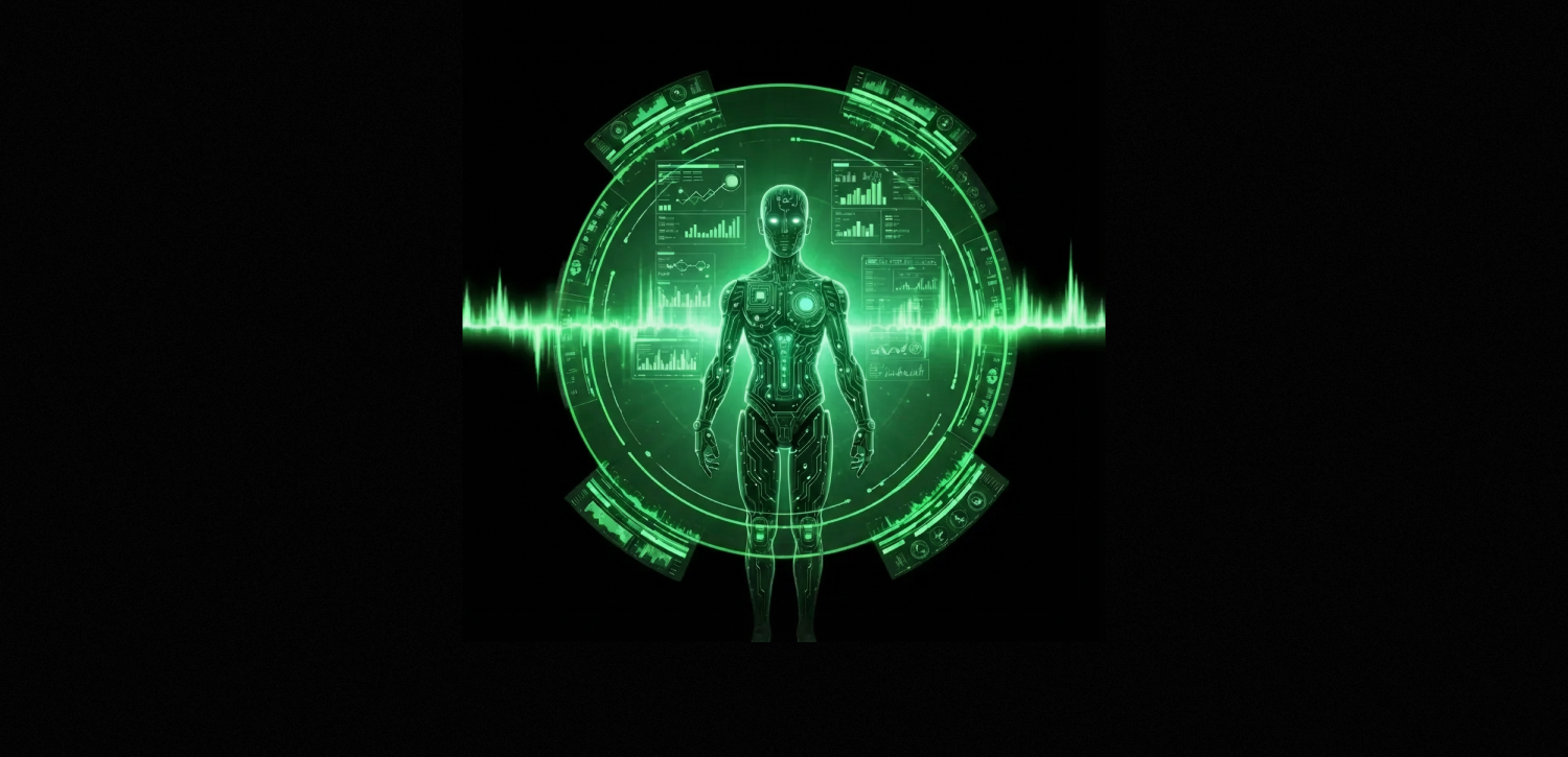 Asystent AI oparty na sztucznej inteligencji – wizualizacja cyfrowego asystenta analizującego dane, wykresy i dashboardy analityczne, symbol automatyzacji procesów biznesowych, analityki danych i agentów AI w organizacji.