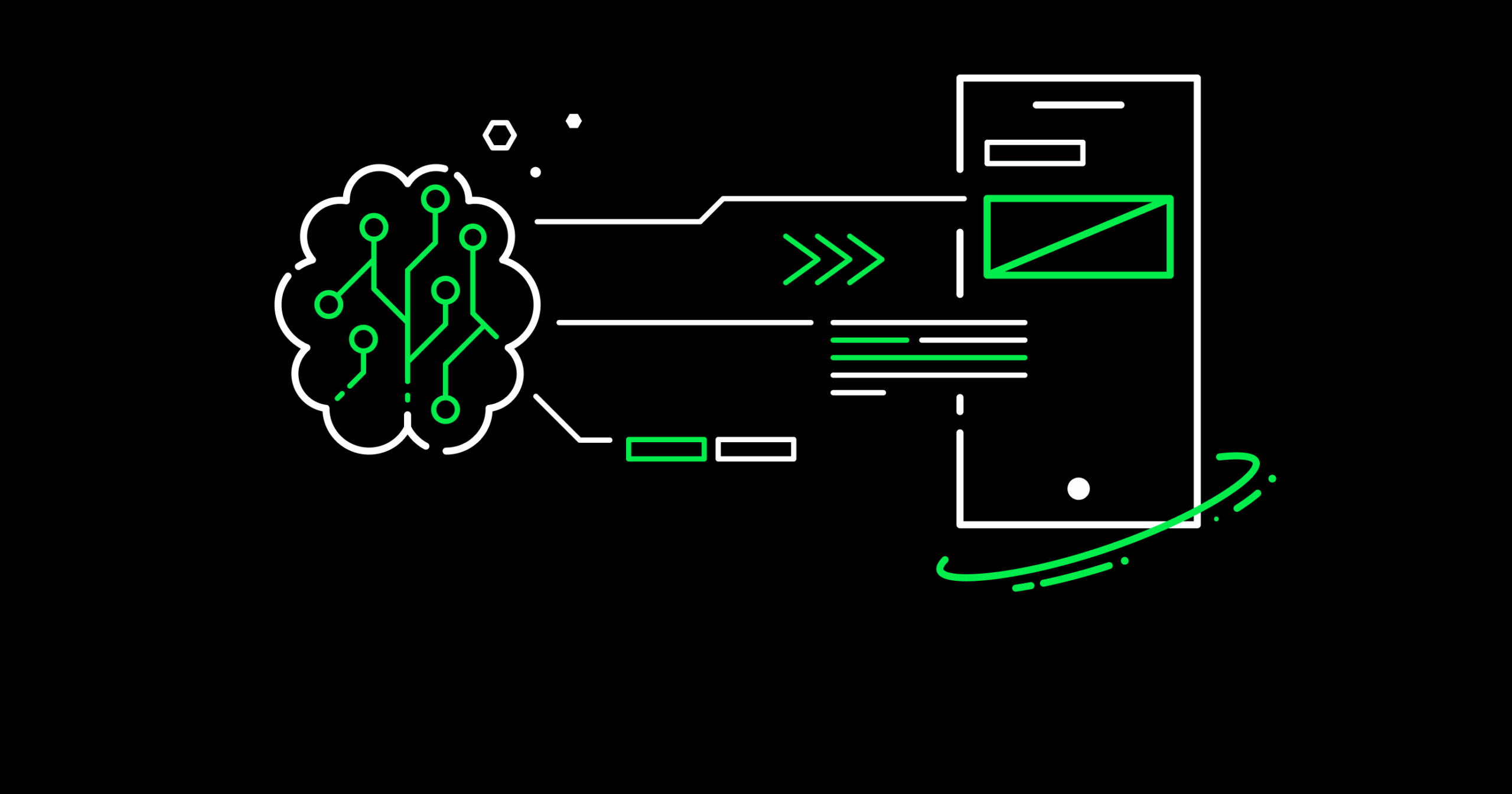 Infographic illustrating the application of artificial intelligence in marketing (AI Marketing), showing the process of data analysis and content creation using machine learning algorithms. The graphic depicts AI tools to support the personalisation of communications, automation of email marketing and optimisation of advertising campaigns. By using AI technology, companies can more effectively manage the content creation process, customer segmentation and instantly optimise marketing activities.