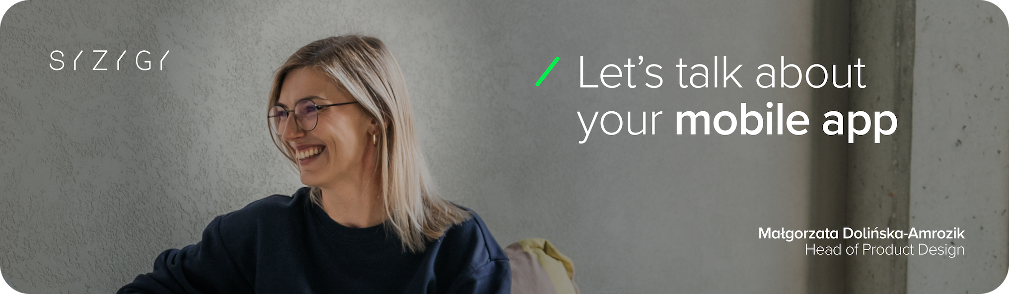 CTA banner encouraging discussion about the mobile application and its development.