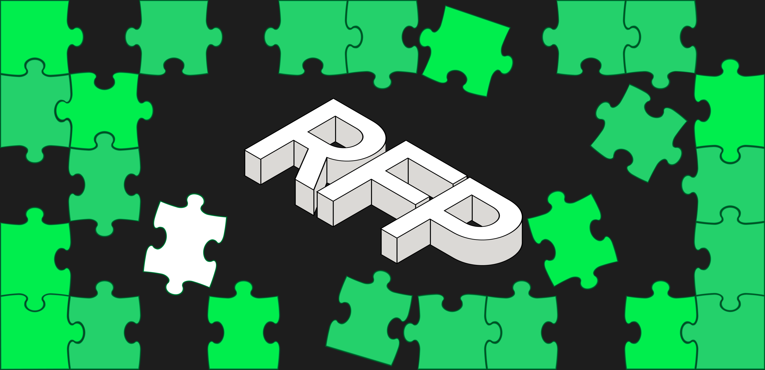 Graphic showing ‘RFP’ in 3D style on a background of puzzles in various shades of green. Cover article on the topic of creating a request for proposal (RFP) for the implementation of a new content management system (CMS). The article discusses key requirements in the RFP process, including CMS functionality, content management, integrations and project timelines. Dedicated to companies looking for future-proof and flexible solutions for websites and online shops. CMS launch - bidder and subcontractor recommendations. RFP and public procurement law