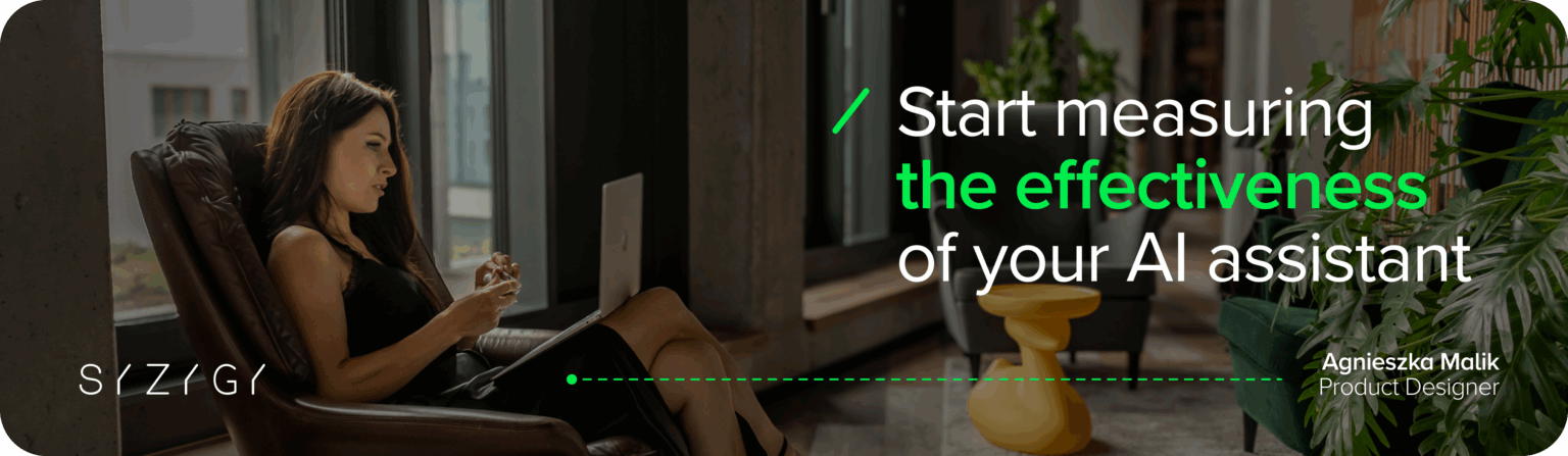 SYZYGY banner about measuring the effectiveness of AI assistants.