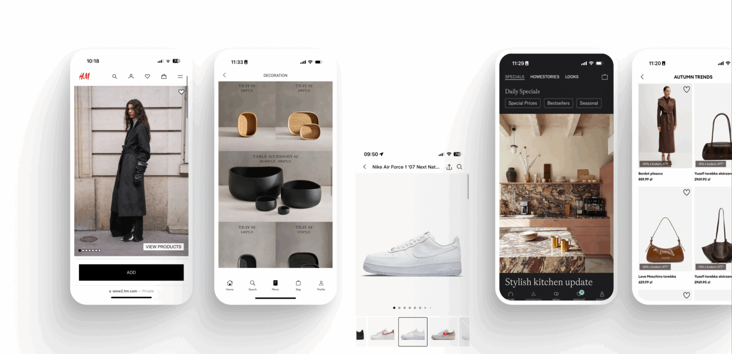 Ilustracja przedstawiająca smartfon jako centrum mobilnych zakupów, otoczony symbolami e-commerce – koszykiem, paczką, ikoną promocji i powiadomień push. Grafika metaforycznie ukazuje mobilną aplikację jako zintegrowany kanał sprzedaży i kluczowy element strategii omnichannel. Styl prosty, nowoczesny, bez tekstu.